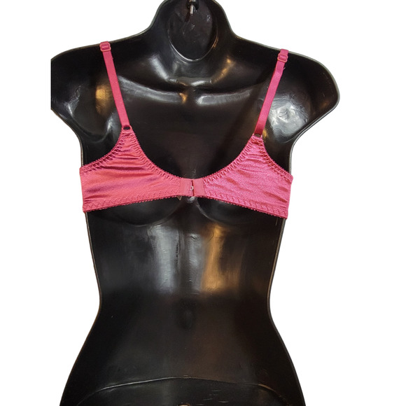 Victoria's Secret 34B Hot Pink Lace Underwire Full Coverage Plunge Bra Bow USA - Picture 2 of 5